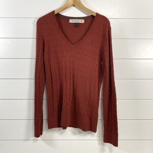 Jack Murphy Womens Cableknit V Neck Sweater sz 12 Made in Ireland Quiet Luxury